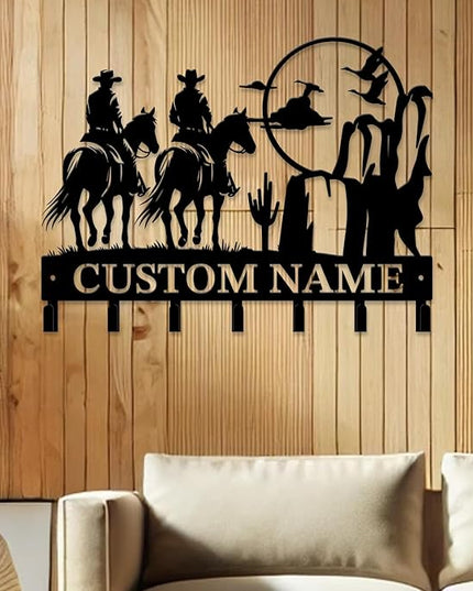 peanut case Personalized Farm Horse Keys Hooks,Custom Name Metal Cowboy Horse Art Keys Hooks,Metal Horse Lover Wall Home Storage Decorative Keys Hooks,Key Holder Hooks for Wall (Style F)
