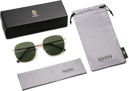 SOJOS Classic Trendy Square Sunglasses for Women Men Cute Big Frame Gold Shades SJ1137