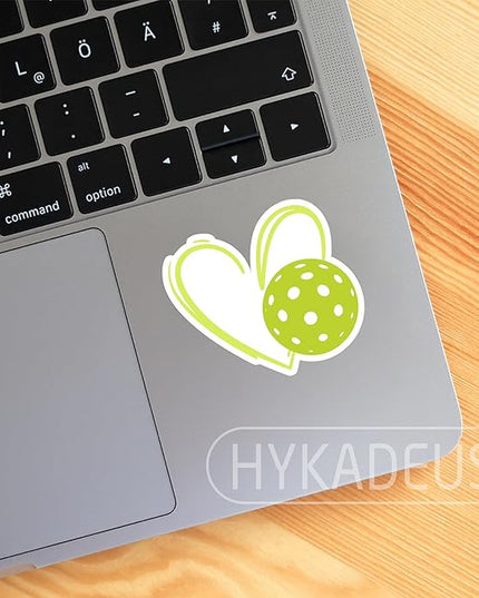 (3Pcs) Pickleball Stickers Waterproof Vinyl Pickleball Heart Decals for Water Bottle, Tumbler, Laptop, Phone Case, Scrapbooking, Team Players, Coach, 3" x 2.8"