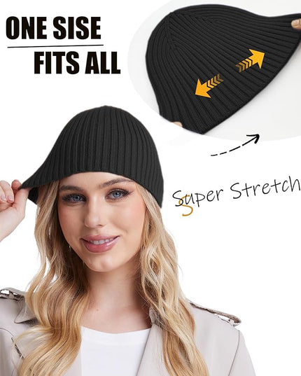 choshion Wool Knit Fisherman Beanie Hat for Men Women,Cuffless Warm Short Cuff Beanies Toboggan Ski Hats Winter Skull Cap
