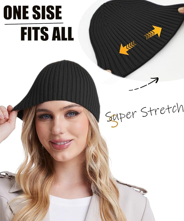 choshion Wool Knit Fisherman Beanie Hat for Men Women,Cuffless Warm Short Cuff Beanies Toboggan Ski Hats Winter Skull Cap