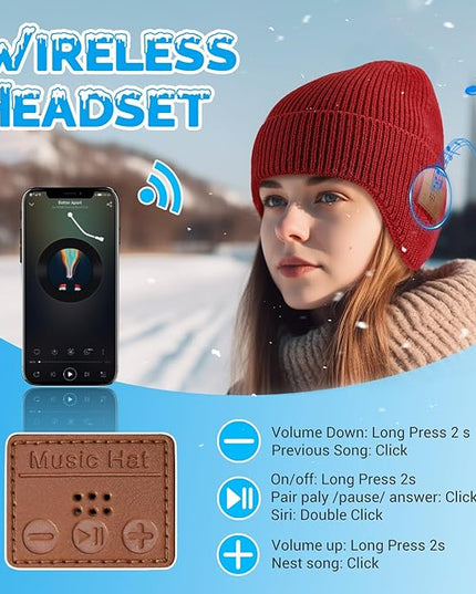 Bluetooth Beanie for Men Women, HD Stereo Sound Beanie with Headphones, Unique Tech Gifts for Men Husband Him Teen