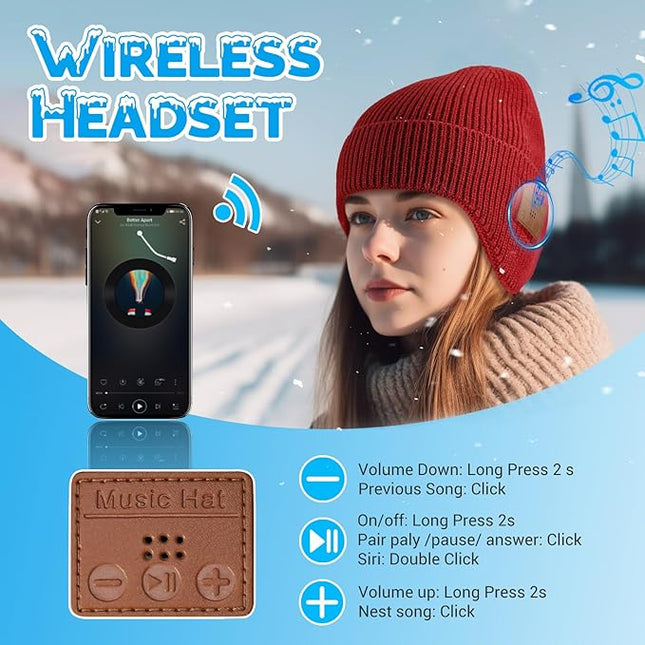 Bluetooth Beanie for Men Women, HD Stereo Sound Beanie with Headphones, Unique Tech Gifts for Men Husband Him Teen