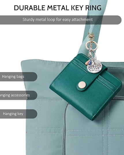 POIUGOYA Slim Wallet for Women,RFID Blocking Bifold Credit Card Holder with Zipper Coin Pocket,ID Window,Keychain