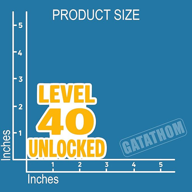 (3Pcs) Funny 40th Birthday Stickers – Level 40 Unlocked - Cheers to 40 Years Sticker Waterproof Vinyl Decals for Forty Birthday Gifts, Water Bottles, Scrapbooks, Journals, 3 x 2.8 inch