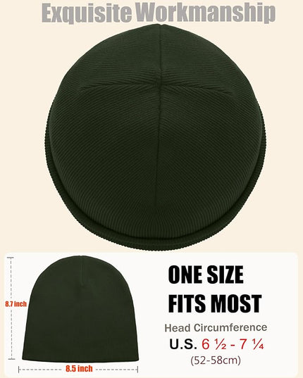 choshion 100% Cotton Beanie Hat, Cuffless Beanies Warm Knit Winter Skull Cap, Unisex Soft Fisherman Hats for Women Men
