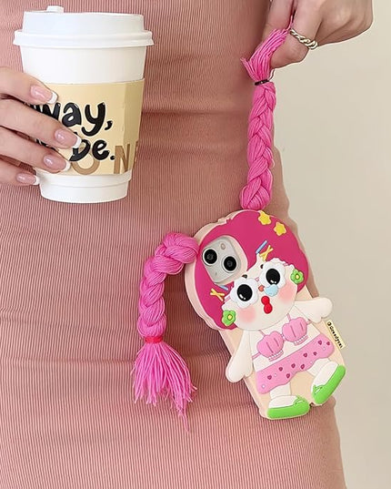 Case for iPhone 14 Pro Max,3D Kawaii Phone Cases Funny Cute Cartoon Girls Have Long Hair Soft Silicone Gel Drop Protection Case Women Girls for iPhone 14 Pro Max
