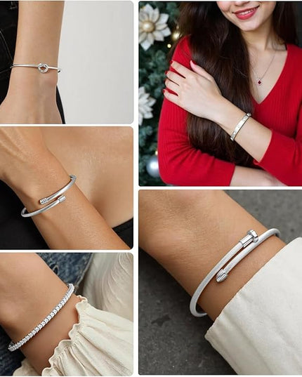 18 K Gold Plated Love Bangle Bracelet Stack Cuff Jewelry for Women Jewelry Set for Women Gift with Box