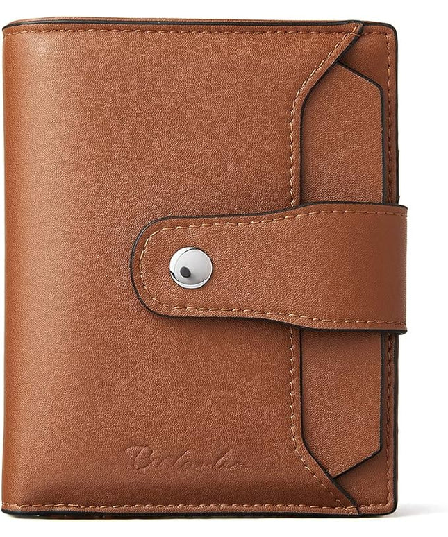 BOSTANTEN Women Leather Wallet RFID Blocking Small Bifold Zipper Pocket Wallet Card Case Purse with ID Window