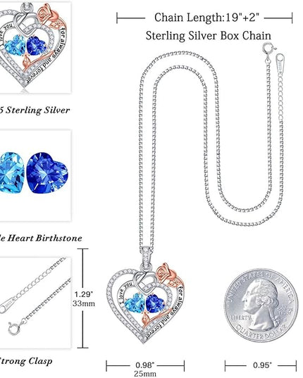 Iefil Christmas Gifts for Wife Women - 925 Sterling Silver Double Birthstone Necklace, Anniversary Birthday Gifts for Women, Jewelry Gift for Wife Girlfriend Mom Her