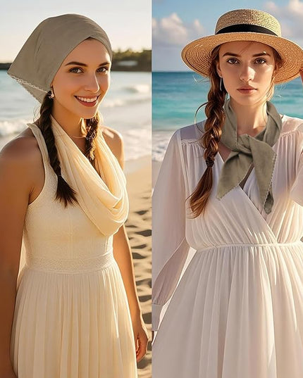 27" Cotton Hair Bandana for Women, Ladies Solid Color Neck Scarf Women's Square Scarves for Beach Dating Leisure
