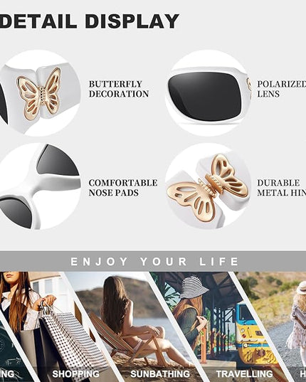 HAOLOTA Women's Polarized Sunglasses - Fashionable Wraparound Butterfly Design with UV400 Protection