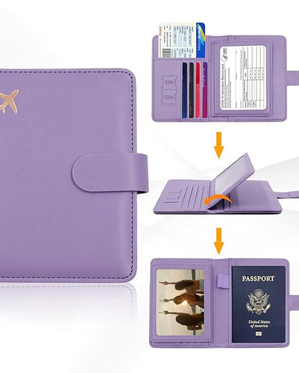 Melsbrinna Rfid Passport Holder for Travel women/Men, Cute Passport Wallet Rfid Blocking Card Slots, Rfid Passport Cover/CaseTravel Wallet, Passport Book Holder (1, Purple)