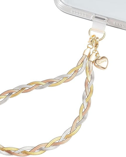 Phone Charms Strap Wrist Chain Bracelet Phone Strap Detachable Anti Theft Anti-Fall Safety Hands-Free(2xPads) Fit Apple&Most Smartphones