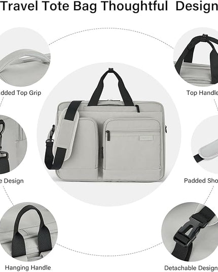 Hanke Convertible Laptop Bag, 3 In 1 Briefcase Backpack 17.3 Inch Computer Bag for Men Women, Travel Laptop Briefcase Messenger Bag, Underseat Carry On Personal Item, Rock Grey