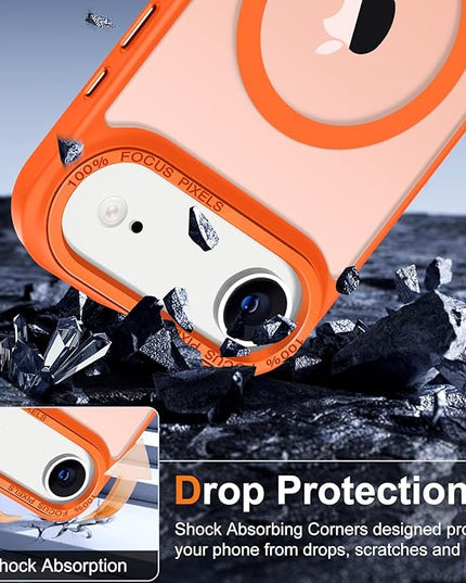 Hython Case for iPhone Air Case Magnetic Translucent Matte Phone Cases 6.5" [Compatible with MagSafe] Thin Slim Fit Shockproof Bumper Hard Protective Cover for Women Men Girls, Frosted Orange