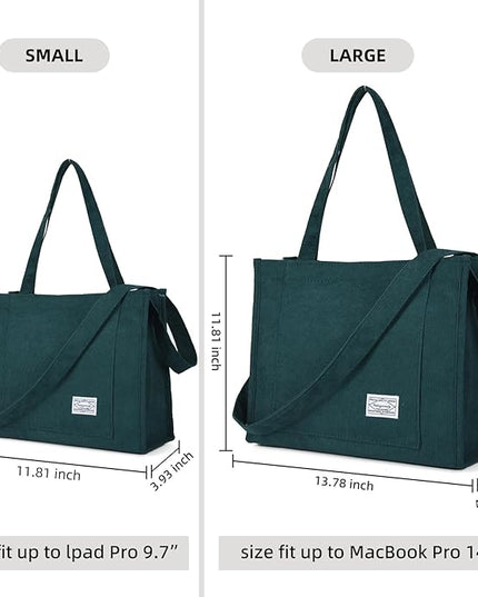 Valleycomfy Corduroy Tote Bag for Women Travel Crossbody Bag Purse Women Shoulder Bags Work Handbags Everyday Hobo Bag