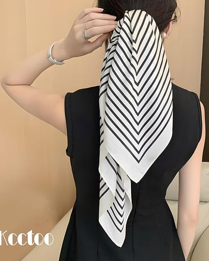 kcctoo 27.5" Mulberry Silk Feeling Head Scarf Women's Fashion Square Neck Satin Scarfs for Bag Hair Scarves Gift