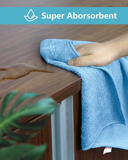HOMEXCEL Blue Microfiber Cleaning Cloth, 8 Pack Cleaning Towels for Kitchen, Lint Free, Scratch-Free, Highly Absorbent, and Reusable Cleaning Rags for House, Window and Glass, Cars, 11.5 X11.5 inch