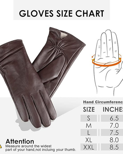 Womens Winter Leather Touchscreen Texting Warm Driving Lambskin Pure Genuine leather Gloves
