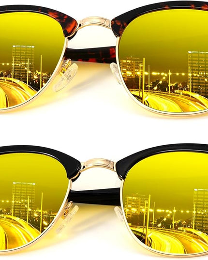 KALIYADI Sunglasses Men Polarized Sunglasses for Men Women Unisex Semi-Rimless Frame Retro Driving Sun Glasses UV Blocking