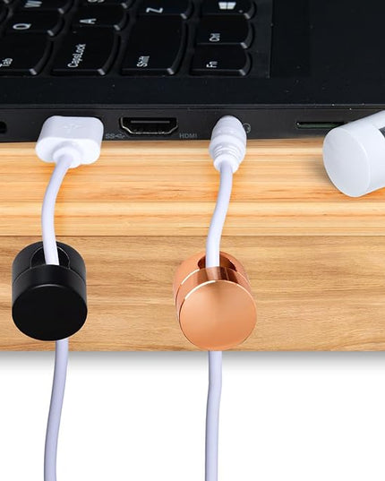 3 Sets Charger Holders for Cords, Adjustable Cable Anchor Holders, Adhesive Metal Cord Clips, Cable Management Wire Organizers for Desk, Office, Nightstand - Matte Black, White, Rose Gold