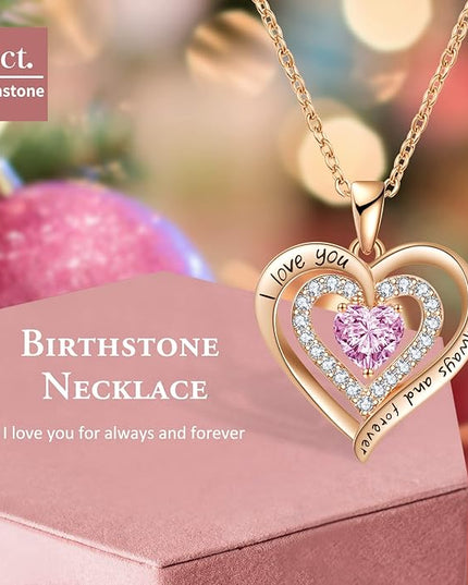 REDBEE Necklaces for Women Birthstone Heart Necklace Jewelry for Wife Girlfriend Woman Necklace