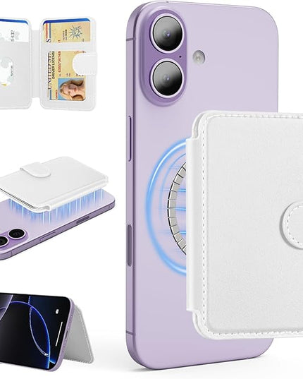TopMade for Magsafe Wallet, Strongest Magnetic Card Holder for iPhone 17/16/15/14/13/12 Series, Slim Magnetic Phone Wallet, Vegan Leather, RFID Blocking, 4 Cards Holder, Open ID Window, White