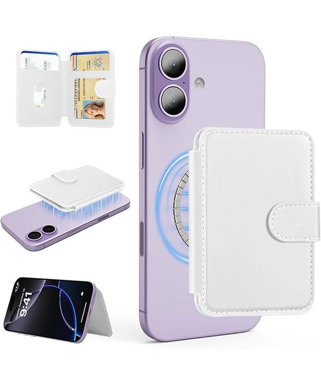 TopMade for Magsafe Wallet, Strongest Magnetic Card Holder for iPhone 17/16/15/14/13/12 Series, Slim Magnetic Phone Wallet, Vegan Leather, RFID Blocking, 4 Cards Holder, Open ID Window, White
