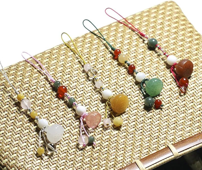 Jade Agate Phone Strap and Car Key Pendant for Women, Natural Stone Material, Pink Color, Short Phone Lanyard Charm Suitable for Cellphone Decoration and Accessories