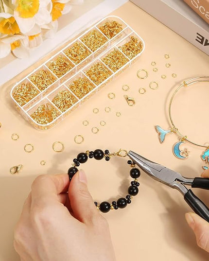 Anezus 1200PCS Jump Rings for Jewelry Making Kit, Gold, Jewelry Making Supplies and Necklace Repair, Modern Style, Small Size, Not Foldable