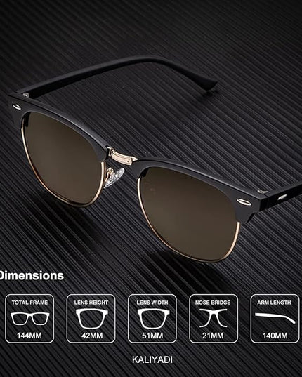 KALIYADI Polarized Sunglasses for Men and Women Semi-Rimless Frame Driving Sun glasses UV Blocking