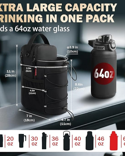 Magnetic Gym Bag, Upgraded Super Strong Magnetic Gym Water Bottle Bag with Phone Pocket & Shoulder Strap｜ Sports Water Bottle Holder, small Fitness Pouch, Crossbody Bag for Men & Women, Gym Accessory