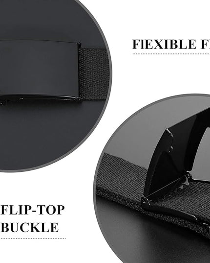 WHIPPY Canvas Web Belt Flip-Top Solid Black Military Buckle Fully Adjustable Mens Webbing Belts Cut To Fit