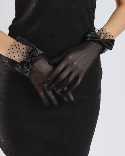 Sahabowi Satin Gloves Formal Bridal Banquet Party Wedding Opera Solid Colorful Mitten For Women