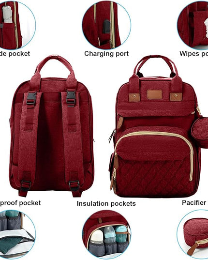BosiBozi Baby Diaper Bag Backpack, Waterproof & Multi-Functional Baby Bag for Moms Dads, Travel Diaper Bag with Insulated Pockets & Pacifier Case