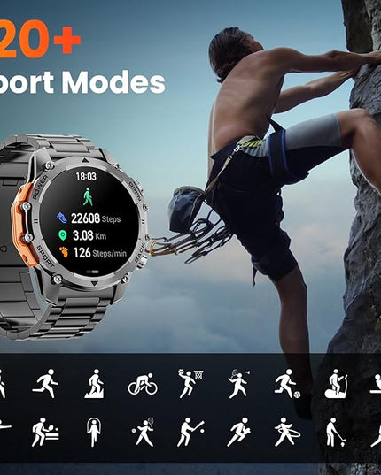Hwagol Smart Watches for Men (Call/Notification),Two Style Kits,Military Smart Watch with Heart Rate/Sleep Monitor/Pedometer for Android and iOS,1.52''HD DIY Screen Fitness Tracker