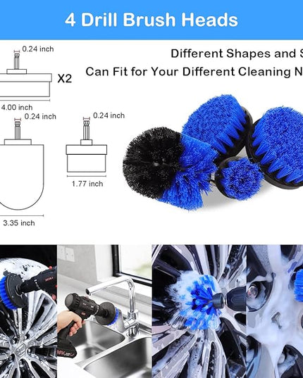 20Pcs Car Wheel Tire Detailing Brush Set,Car Detailing kit,Car Detailing Brushes,Auto Detailing Drill Brush Set,17" Long Handle Rim Wheel Brush,Tire Brush,Car Cleaning Kit for Wheels,Interior,Exterior