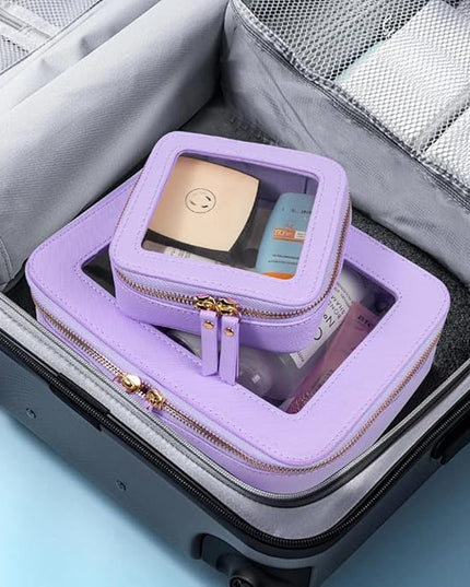 Travel Clear Makeup Bag Set, TSA Approved Cosmetic Bag Case with Zipper Portable Makeup Pouch Toiletry Bag Traveling Cosmetic Organizer Storage Bag Car Organizer Car Essentials
