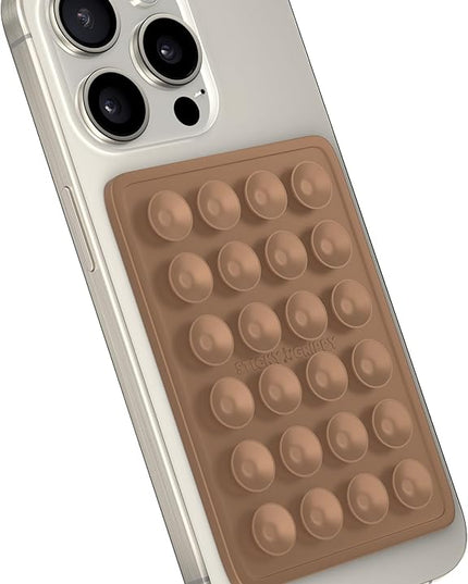 Suction Phone Case Mount, Sillicon Adhesive Phone Accessory for iPhone and Android, Hands-Free Fidget Toy Mirror Shower Phone Holder, Tiktok Videos and Selfies (Chocolate)