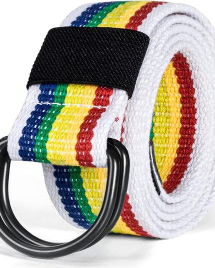 maikun Mens & Womens Canvas Belt with Black D-ring Buckle 1 1/2" Wide Solid Color Fabric Belt for Men