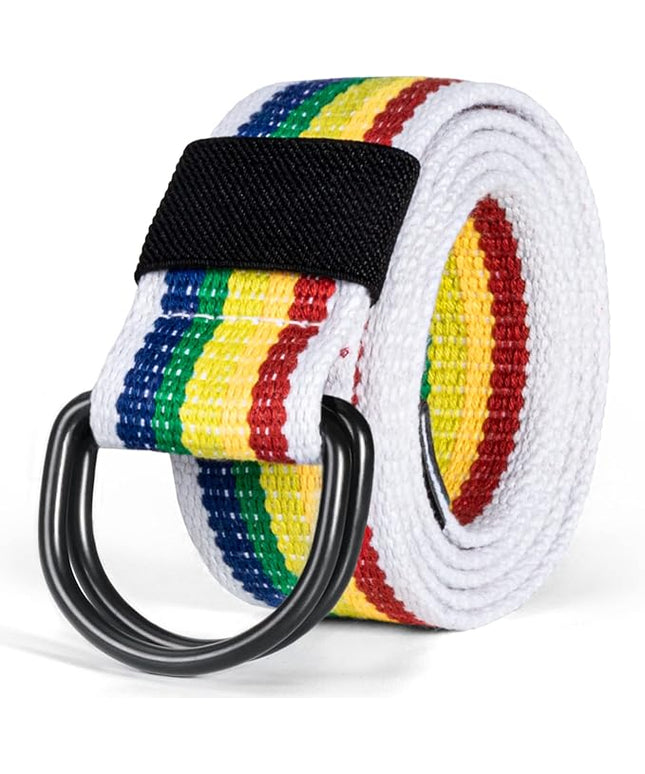 maikun Mens & Womens Canvas Belt with Black D-ring Buckle 1 1/2" Wide Solid Color Fabric Belt for Men