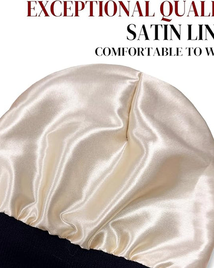 PFFY 2 Packs Womens Satin Lined Beanie Hat Silk Lining Winter Hats Beanies for Women Soft Slouchy Beanie Skull Cap