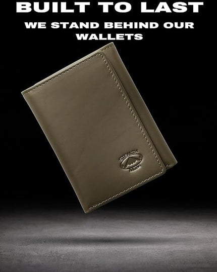 Stealth Mode Trifold Wallet - RFID Blocking Wallet with Flip ID Holder - Leather Case for Money, Credit Cards - Mens Organizer, Divided Billfold, Identity Protection - Men's Gifts (Camo)
