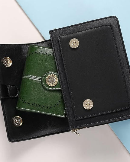 SENDEFN Small Womens Wallet Leather Bifold Card Holder RFID Blocking with Zipper Coin Pocket