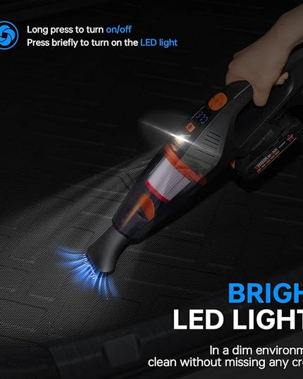 THINKWORK 20V Car Vacuum & Air Inflator, Dual Function High Power Handheld Cordless Vacuum with 18000pa Suction Power for Car Cleaning, Household Dust Removal, Inflation