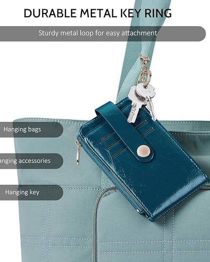 POIUGOYA Slim Wallet for Women,RFID Blocking Bifold Credit Card Holder with Zipper Coin Pocket,ID Window,Keychain