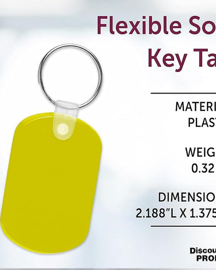 DISCOUNT PROMOS Tag Soft Plastic Keychains - 10 pack -Small Key Tag Chain For Staying Organized - Rubber Key Ring Keychain – Yellow