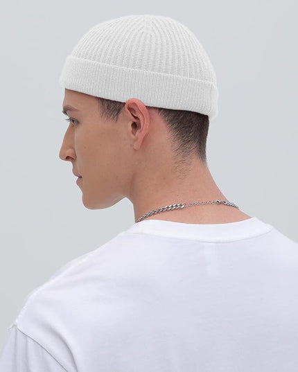 ROYBENS Thin Swag Wool Short Fisherman Beanie for Men Women, Knit Cuff Trawler Beanie Watch Hat, Soft Spring Fall Skull Cap