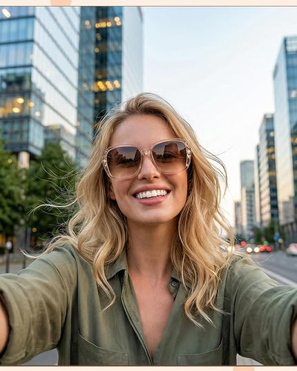 DragonflyDreams 4 Pcs Women Large Sunglasses, UV 400 Glasses Oversized Classic Trend Ladies Sunglasses Sparkling Large Frame